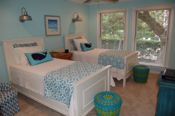 Twin Room AFTER with Individual Lights Over Each Bed